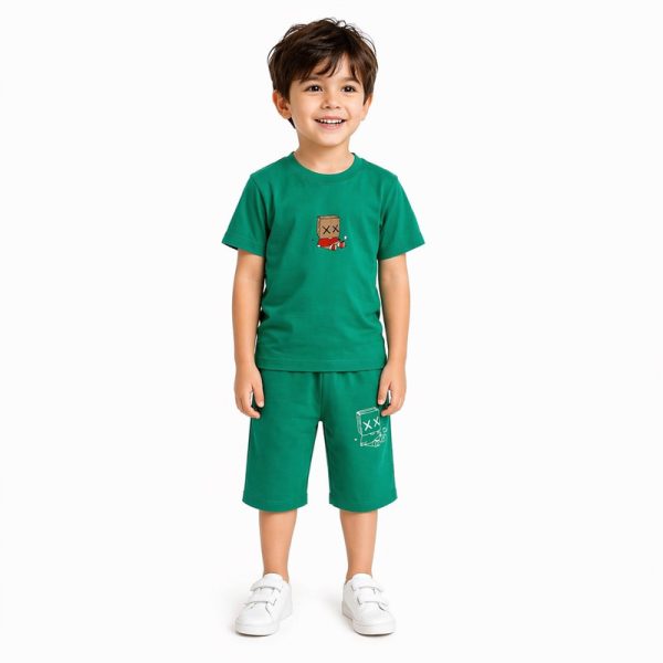 ست تی‌شرت آستین کوتاه و شلوارک راحتی بچگانه مدل Box Man